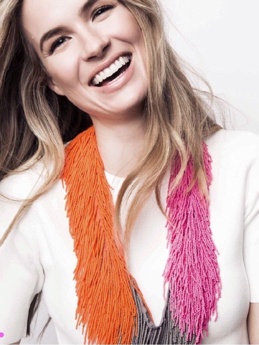 Mignonne Gavigan Le Marcel Hot Pink Beaded Scarf Necklace